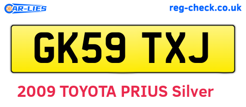 GK59TXJ are the vehicle registration plates.