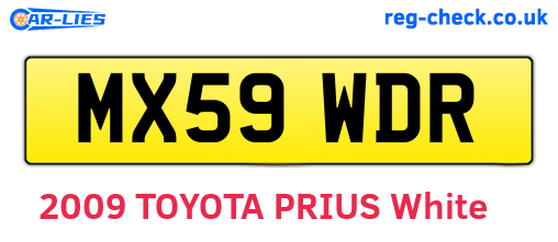 MX59WDR are the vehicle registration plates.