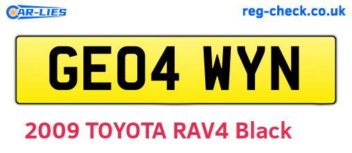 GE04WYN are the vehicle registration plates.