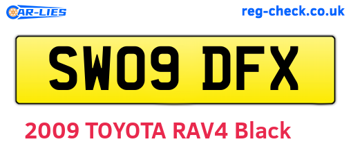 SW09DFX are the vehicle registration plates.