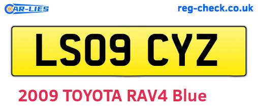 LS09CYZ are the vehicle registration plates.