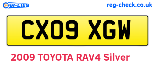 CX09XGW are the vehicle registration plates.