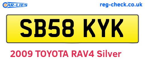 SB58KYK are the vehicle registration plates.