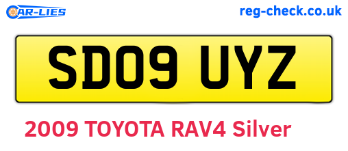 SD09UYZ are the vehicle registration plates.