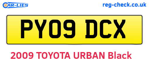 PY09DCX are the vehicle registration plates.