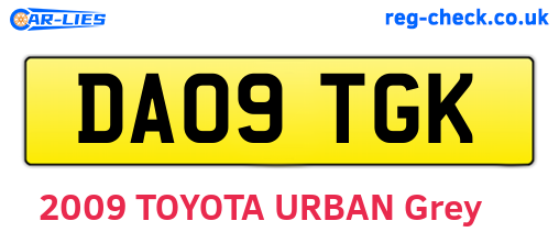 DA09TGK are the vehicle registration plates.