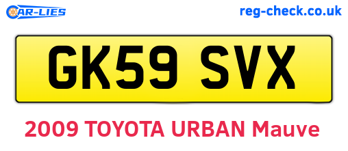 GK59SVX are the vehicle registration plates.