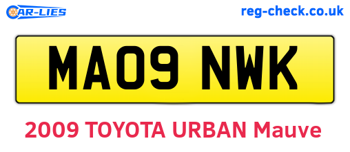MA09NWK are the vehicle registration plates.