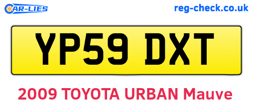 YP59DXT are the vehicle registration plates.