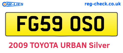 FG59OSO are the vehicle registration plates.