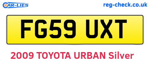 FG59UXT are the vehicle registration plates.