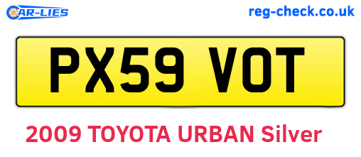 PX59VOT are the vehicle registration plates.
