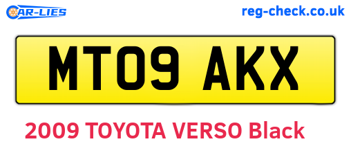 MT09AKX are the vehicle registration plates.