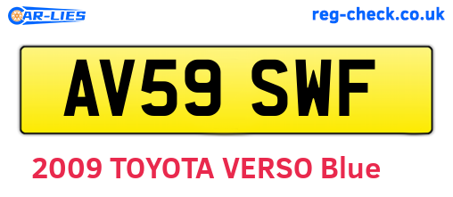 AV59SWF are the vehicle registration plates.