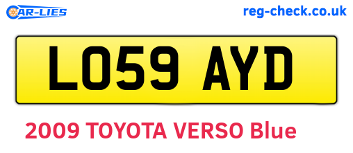LO59AYD are the vehicle registration plates.