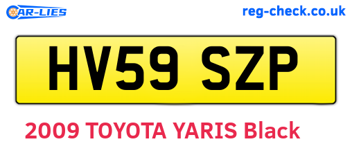 HV59SZP are the vehicle registration plates.