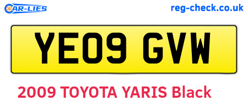 YE09GVW are the vehicle registration plates.
