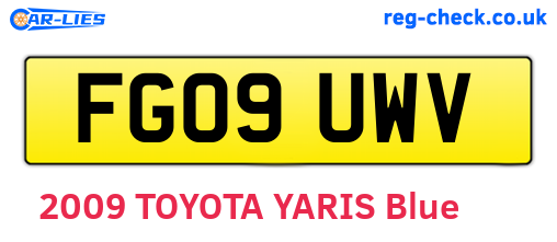 FG09UWV are the vehicle registration plates.