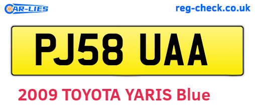 PJ58UAA are the vehicle registration plates.
