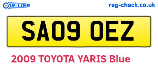 SA09OEZ are the vehicle registration plates.