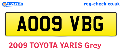 AO09VBG are the vehicle registration plates.