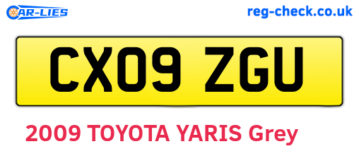 CX09ZGU are the vehicle registration plates.