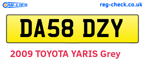 DA58DZY are the vehicle registration plates.
