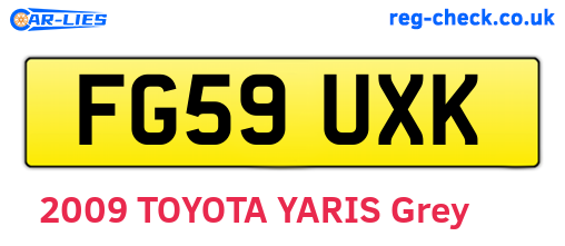 FG59UXK are the vehicle registration plates.