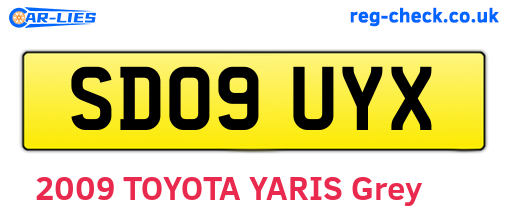 SD09UYX are the vehicle registration plates.