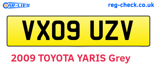 VX09UZV are the vehicle registration plates.