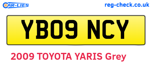 YB09NCY are the vehicle registration plates.