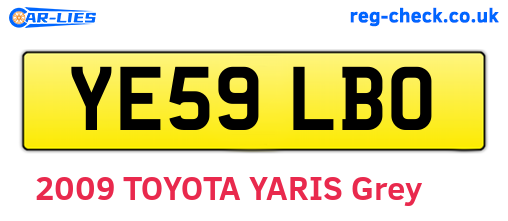 YE59LBO are the vehicle registration plates.