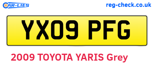 YX09PFG are the vehicle registration plates.
