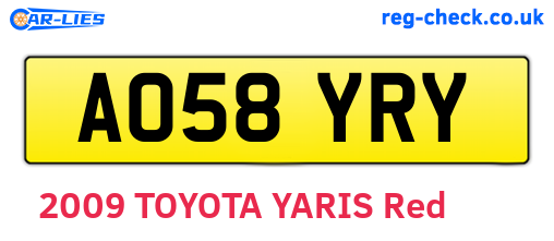 AO58YRY are the vehicle registration plates.