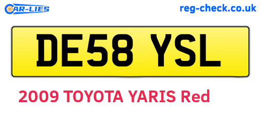 DE58YSL are the vehicle registration plates.
