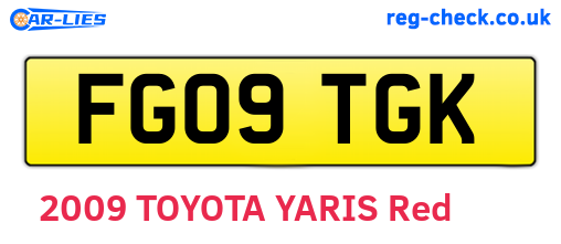 FG09TGK are the vehicle registration plates.