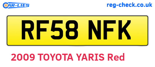 RF58NFK are the vehicle registration plates.