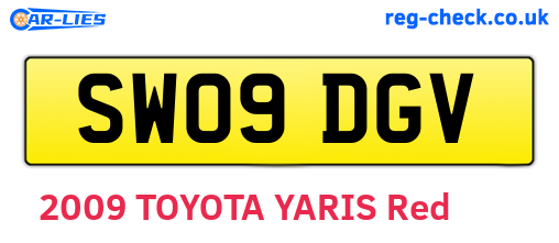 SW09DGV are the vehicle registration plates.
