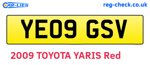 YE09GSV are the vehicle registration plates.