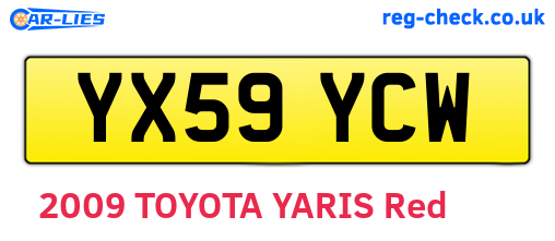 YX59YCW are the vehicle registration plates.