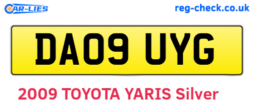 DA09UYG are the vehicle registration plates.