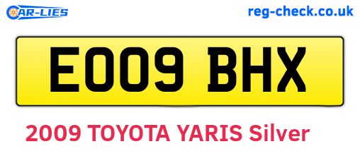 EO09BHX are the vehicle registration plates.