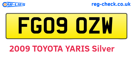 FG09OZW are the vehicle registration plates.