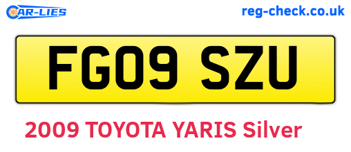 FG09SZU are the vehicle registration plates.