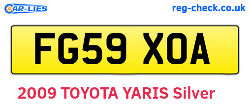FG59XOA are the vehicle registration plates.