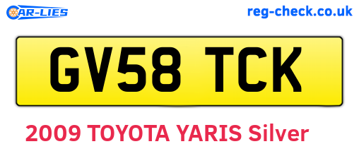 GV58TCK are the vehicle registration plates.