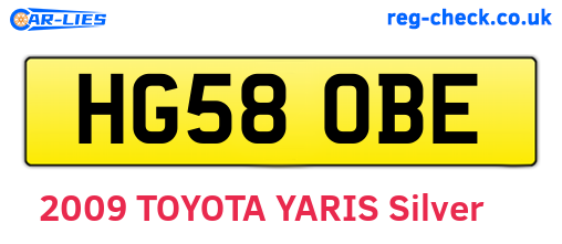 HG58OBE are the vehicle registration plates.