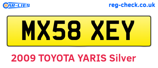 MX58XEY are the vehicle registration plates.