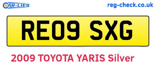 RE09SXG are the vehicle registration plates.