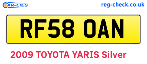 RF58OAN are the vehicle registration plates.